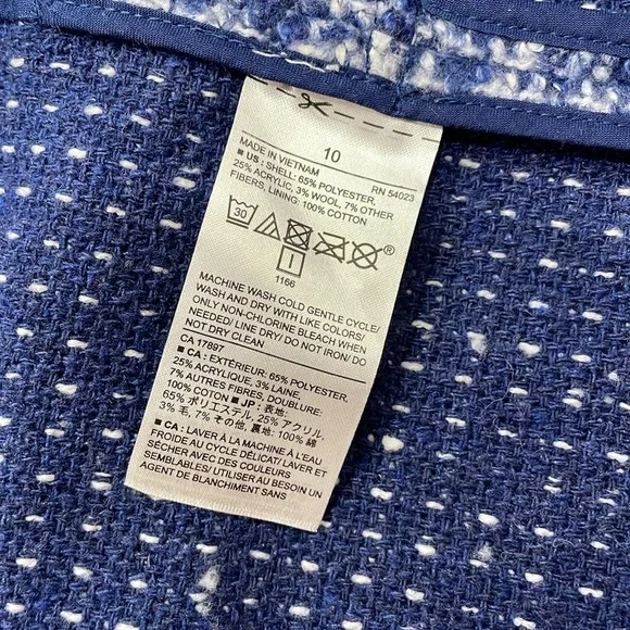 Banana Republic Blue and White Tweed Jacket Size 10 - Picture 6 of 16